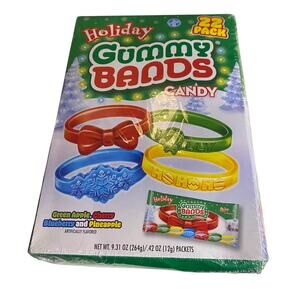 NEW Holiday Gummy Bands Candy Bracelets - 22 Individually Wrapped Packets